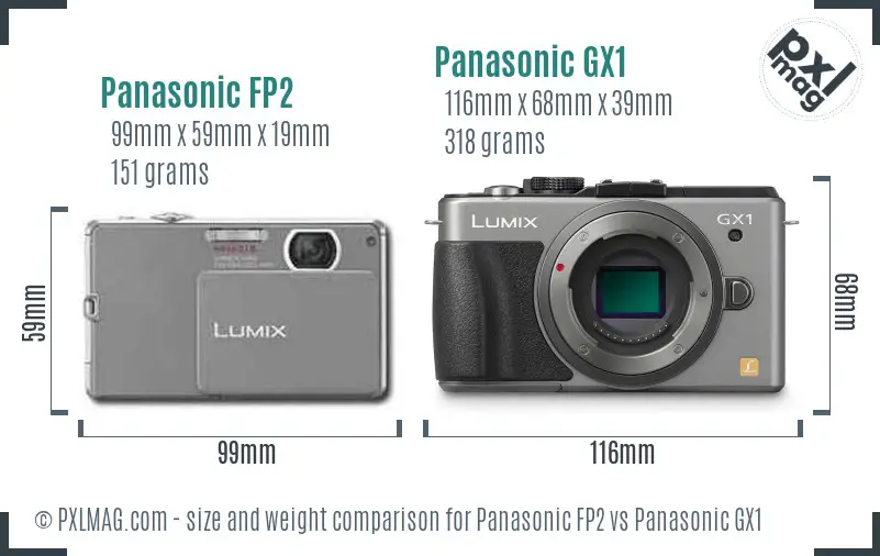 Panasonic FP2 vs Panasonic GX1 size comparison