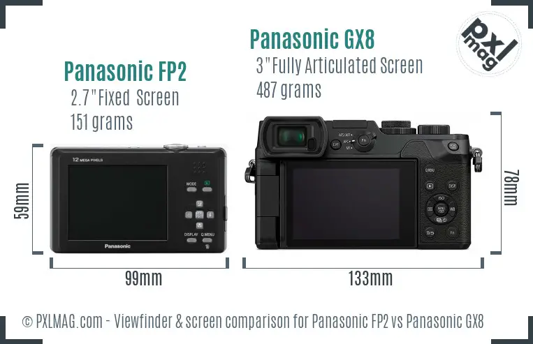 Panasonic FP2 vs Panasonic GX8 Screen and Viewfinder comparison