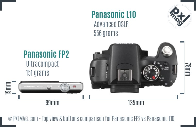 Panasonic FP2 vs Panasonic L10 top view buttons comparison