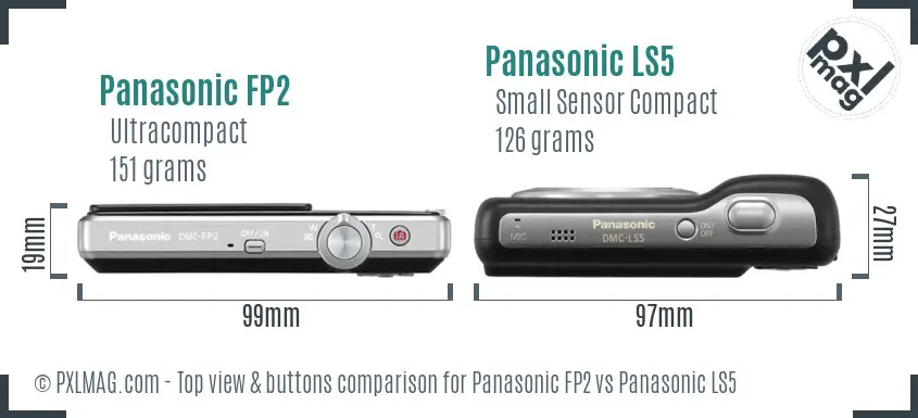 Panasonic FP2 vs Panasonic LS5 top view buttons comparison