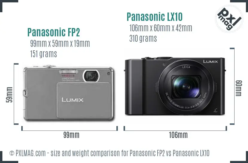 Panasonic FP2 vs Panasonic LX10 size comparison