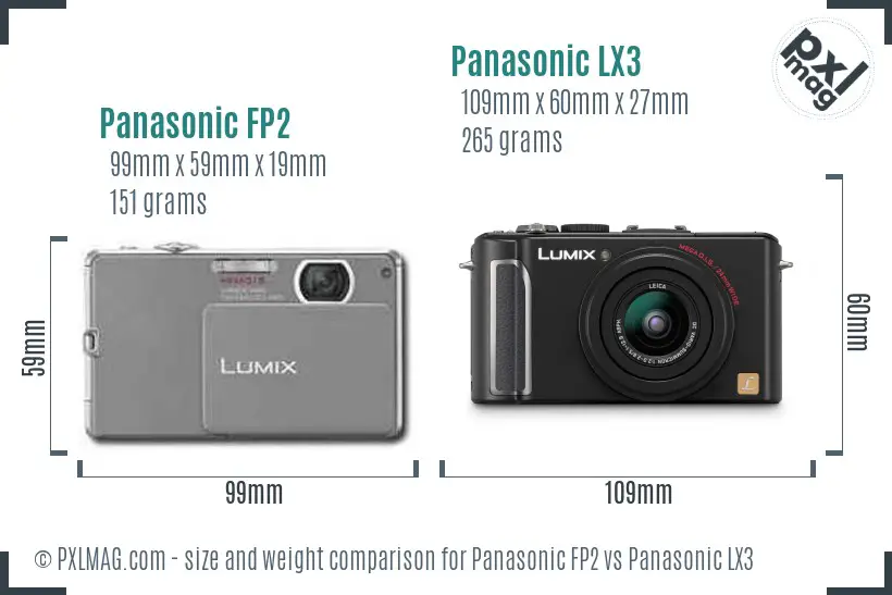 Panasonic FP2 vs Panasonic LX3 size comparison Panasonic FP2 vs Panasonic LX3 size comparison