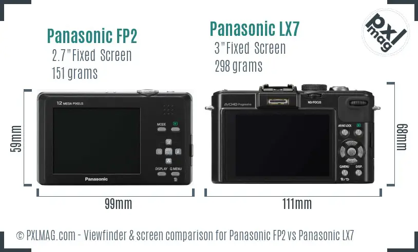 Panasonic FP2 vs Panasonic LX7 Screen and Viewfinder comparison Panasonic FP2 vs Panasonic LX7 Screen and Viewfinder comparison