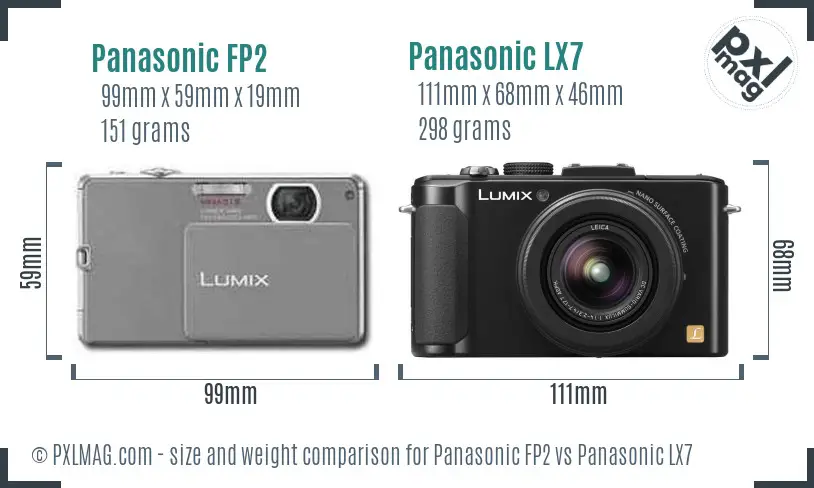 Panasonic FP2 vs Panasonic LX7 size comparison Panasonic FP2 vs Panasonic LX7 size comparison