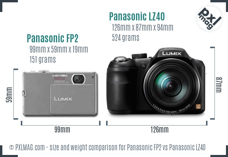 Panasonic FP2 vs Panasonic LZ40 size comparison