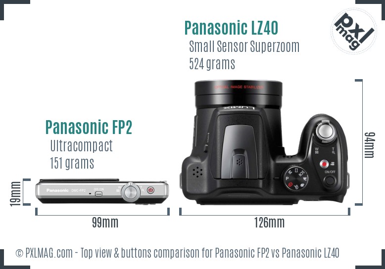 Panasonic FP2 vs Panasonic LZ40 top view buttons comparison