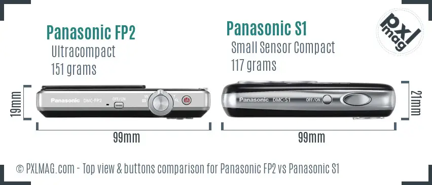 Panasonic FP2 vs Panasonic S1 top view buttons comparison