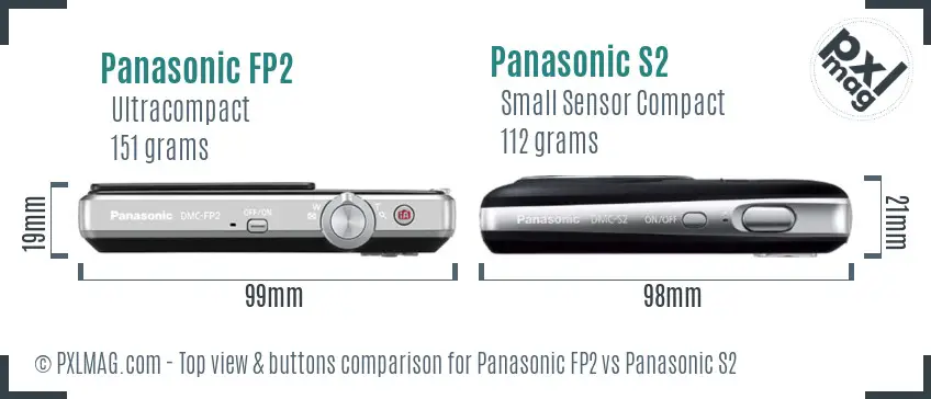 Panasonic FP2 vs Panasonic S2 top view buttons comparison