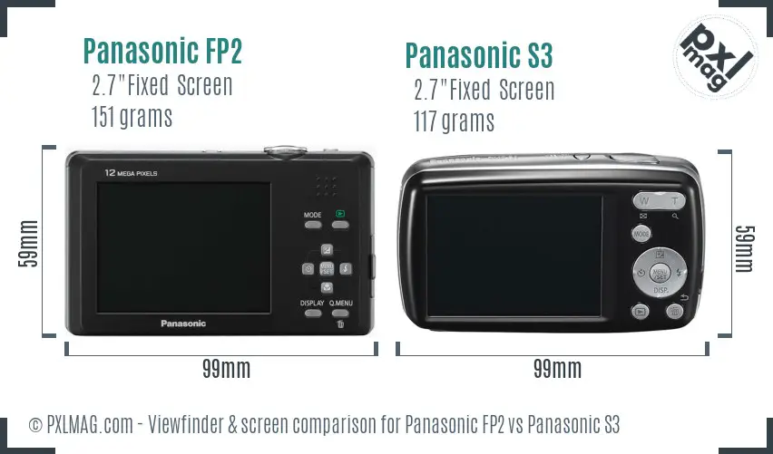 Panasonic FP2 vs Panasonic S3 Screen and Viewfinder comparison