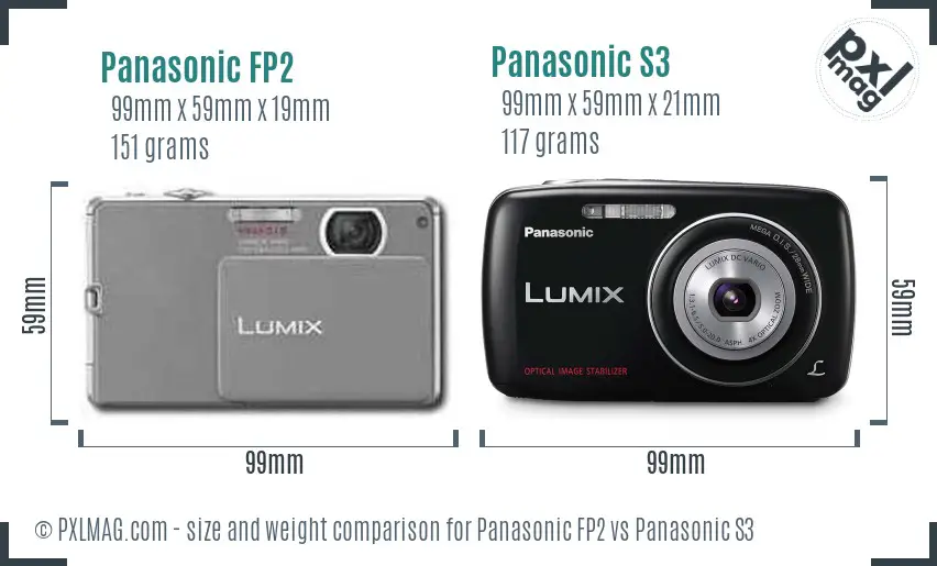 Panasonic FP2 vs Panasonic S3 size comparison