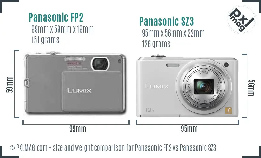 Panasonic FP2 vs Panasonic SZ3 size comparison