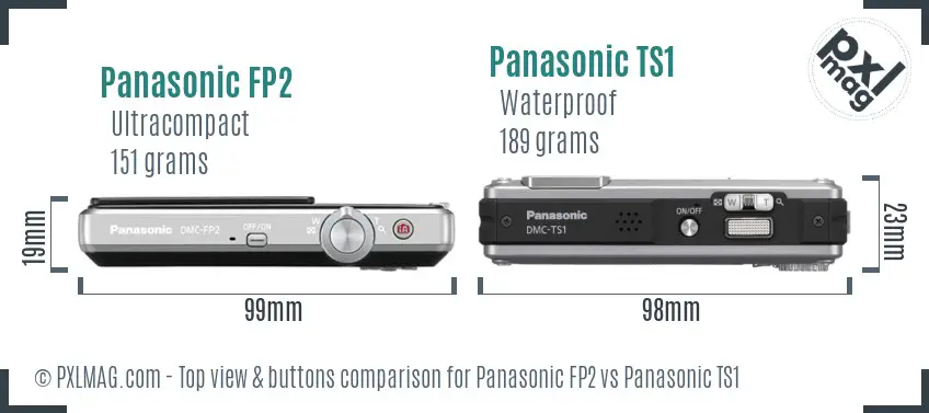 Panasonic FP2 vs Panasonic TS1 top view buttons comparison