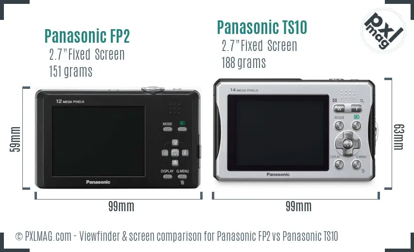 Panasonic FP2 vs Panasonic TS10 Screen and Viewfinder comparison
