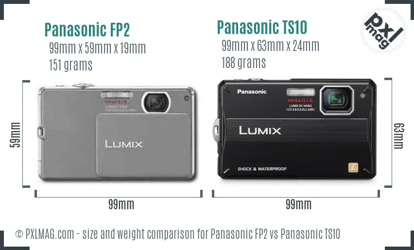 Panasonic FP2 vs Panasonic TS10 size comparison