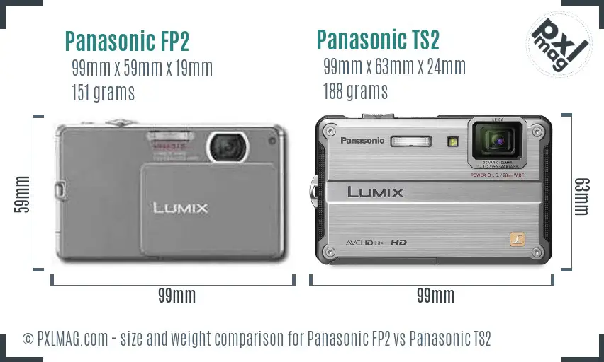 Panasonic FP2 vs Panasonic TS2 size comparison