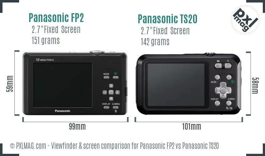 Panasonic FP2 vs Panasonic TS20 Screen and Viewfinder comparison