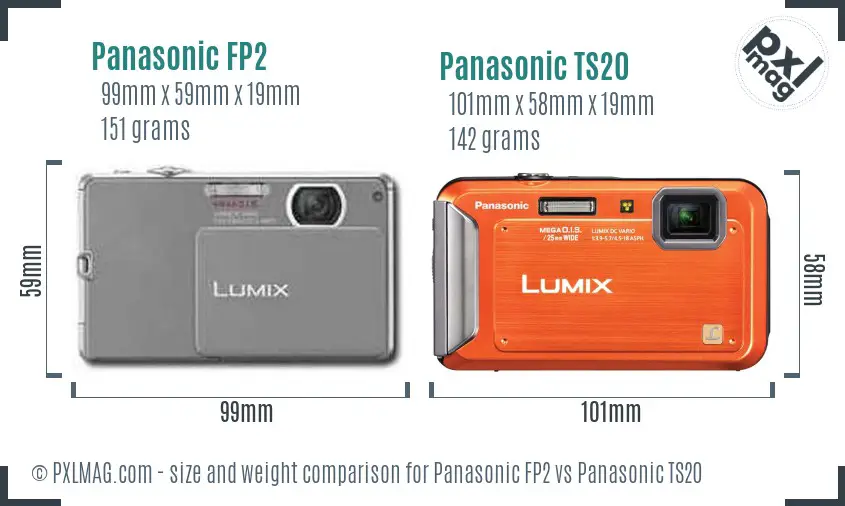 Panasonic FP2 vs Panasonic TS20 size comparison