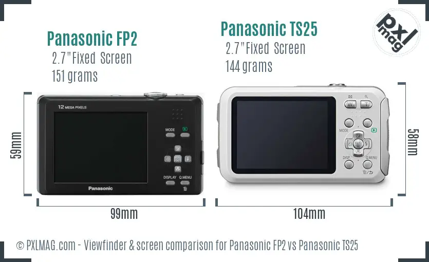 Panasonic FP2 vs Panasonic TS25 Screen and Viewfinder comparison
