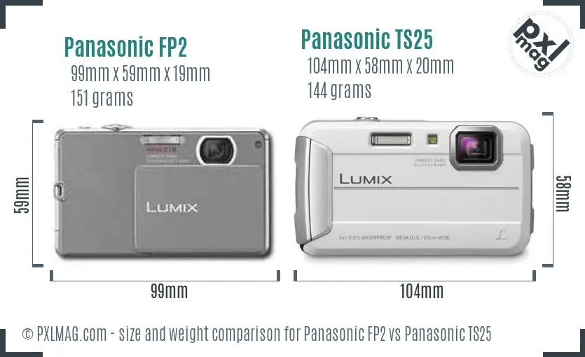 Panasonic FP2 vs Panasonic TS25 size comparison