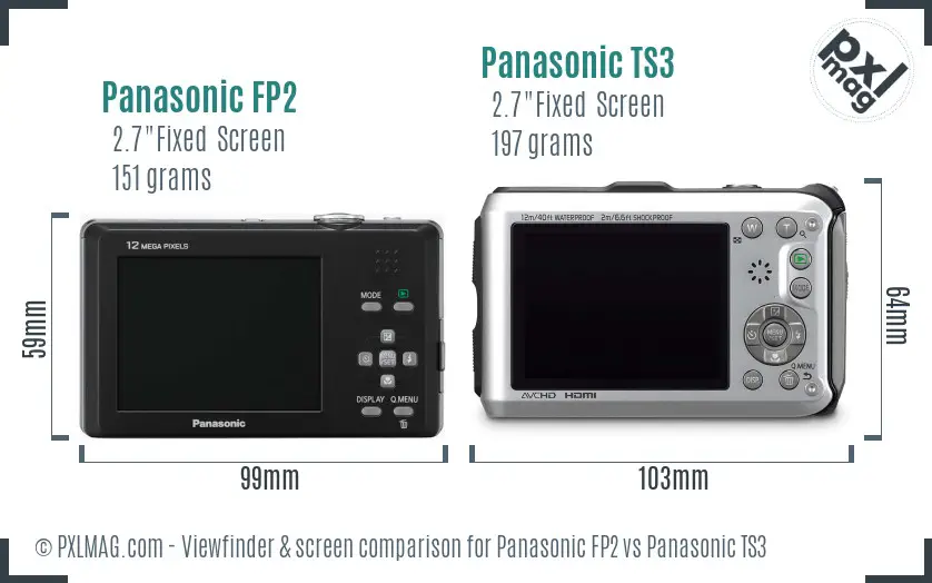 Panasonic FP2 vs Panasonic TS3 Screen and Viewfinder comparison