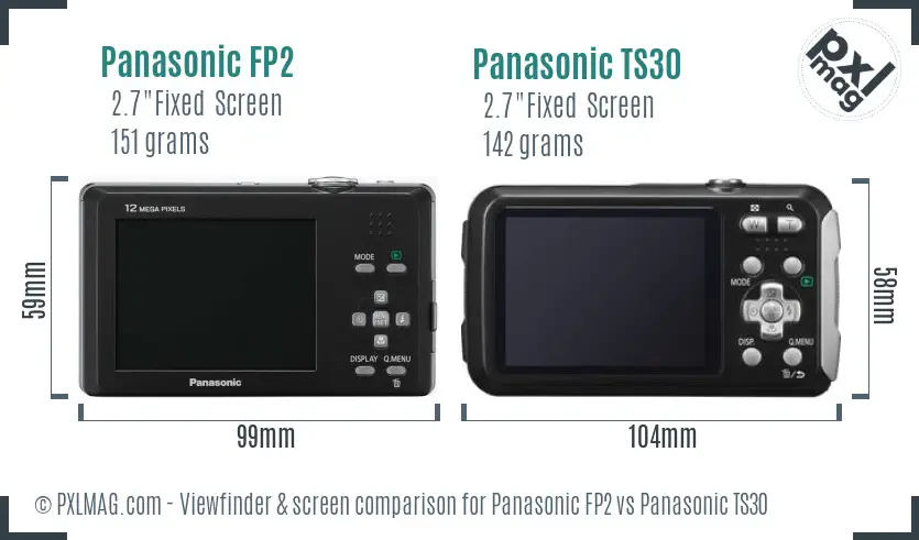 Panasonic FP2 vs Panasonic TS30 Screen and Viewfinder comparison