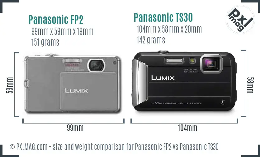 Panasonic FP2 vs Panasonic TS30 size comparison