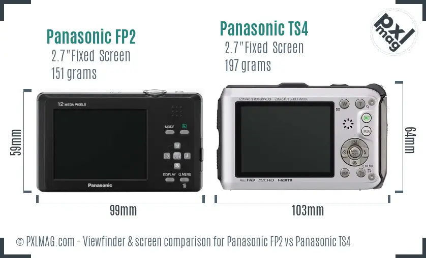 Panasonic FP2 vs Panasonic TS4 Screen and Viewfinder comparison