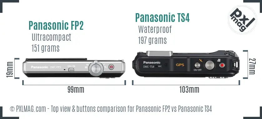 Panasonic FP2 vs Panasonic TS4 top view buttons comparison