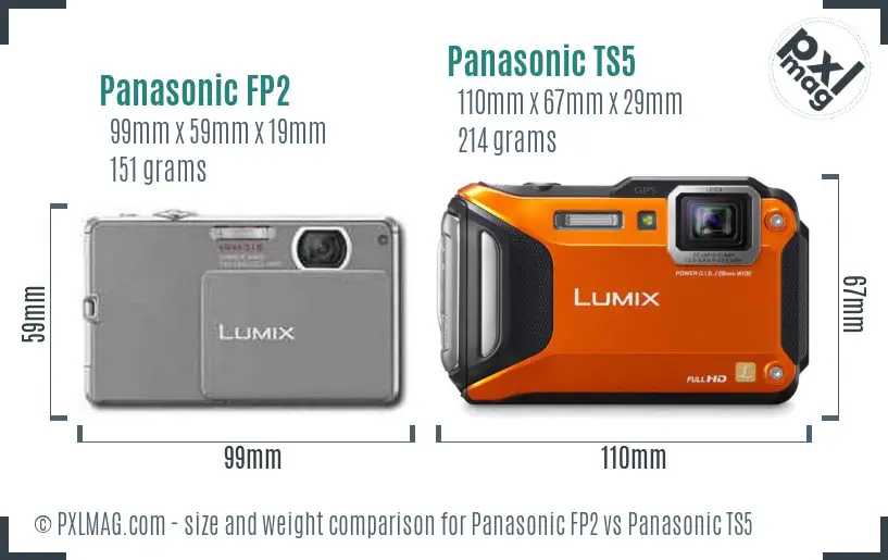 Panasonic FP2 vs Panasonic TS5 size comparison