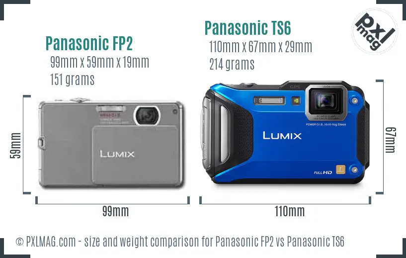 Panasonic FP2 vs Panasonic TS6 size comparison