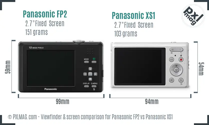 Panasonic FP2 vs Panasonic XS1 Screen and Viewfinder comparison