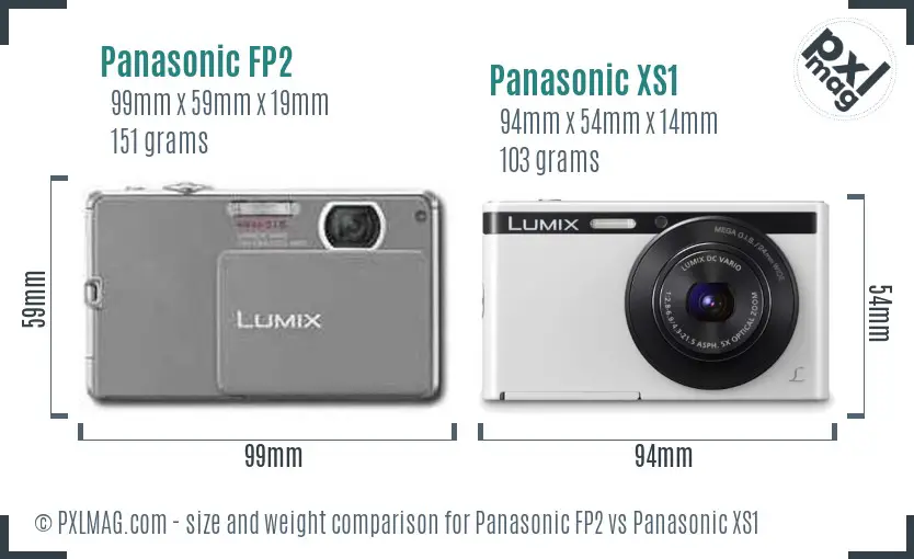 Panasonic FP2 vs Panasonic XS1 size comparison