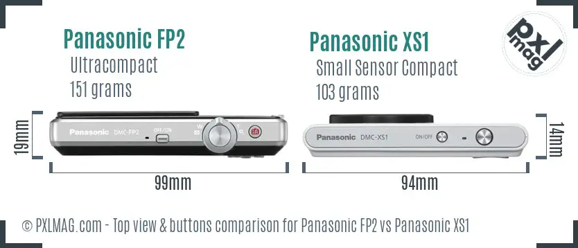 Panasonic FP2 vs Panasonic XS1 top view buttons comparison
