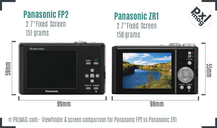 Panasonic FP2 vs Panasonic ZR1 Screen and Viewfinder comparison