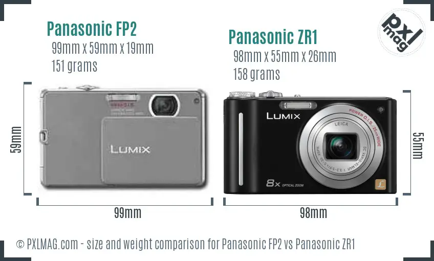 Panasonic FP2 vs Panasonic ZR1 size comparison