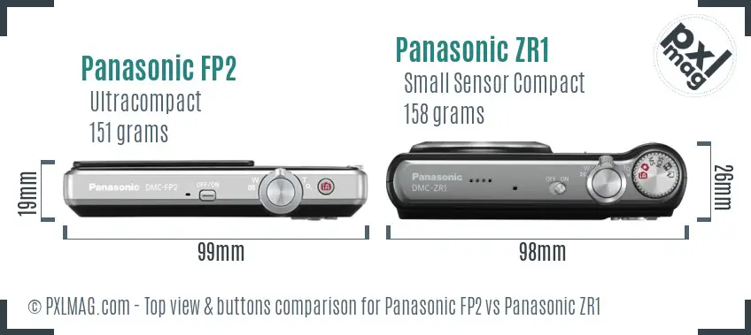 Panasonic FP2 vs Panasonic ZR1 top view buttons comparison