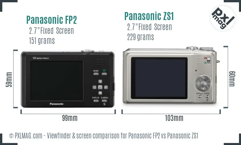 Panasonic FP2 vs Panasonic ZS1 Screen and Viewfinder comparison