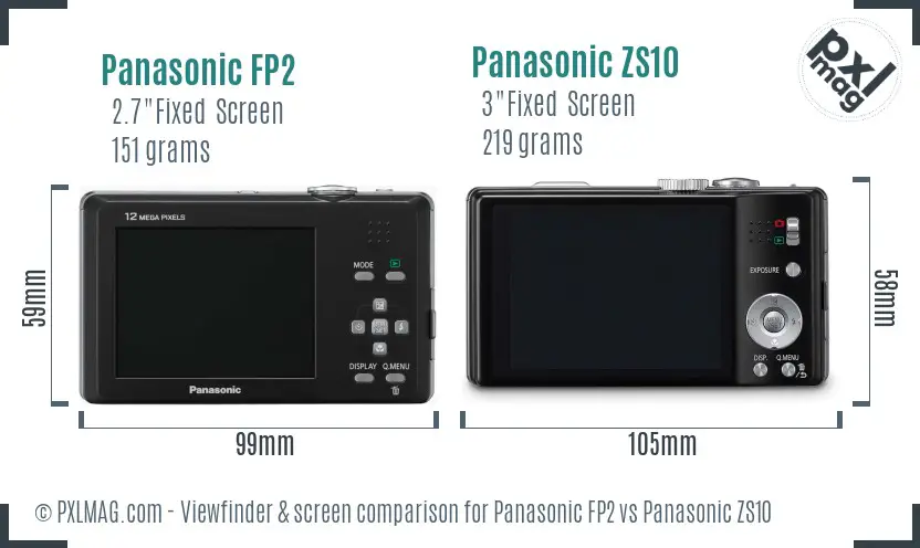 Panasonic FP2 vs Panasonic ZS10 Screen and Viewfinder comparison