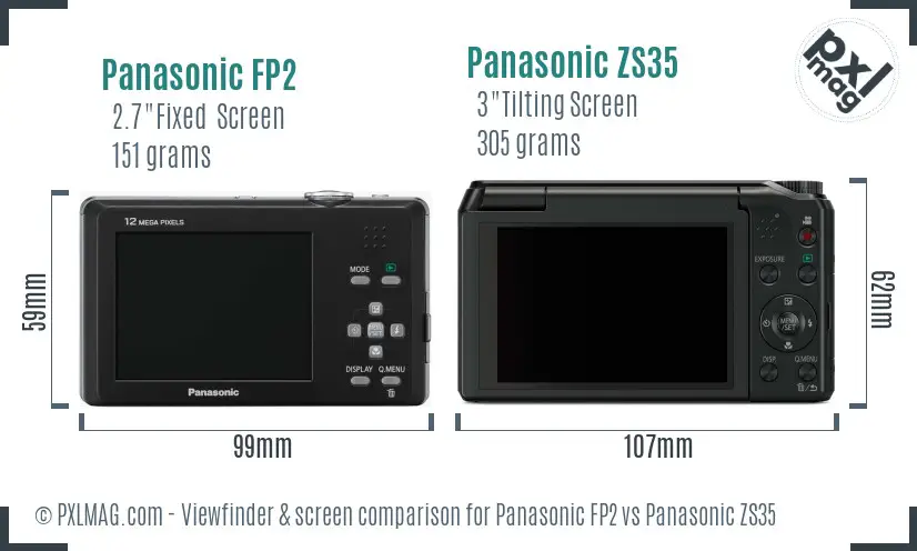 Panasonic FP2 vs Panasonic ZS35 Screen and Viewfinder comparison