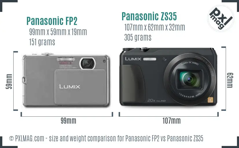 Panasonic FP2 vs Panasonic ZS35 size comparison