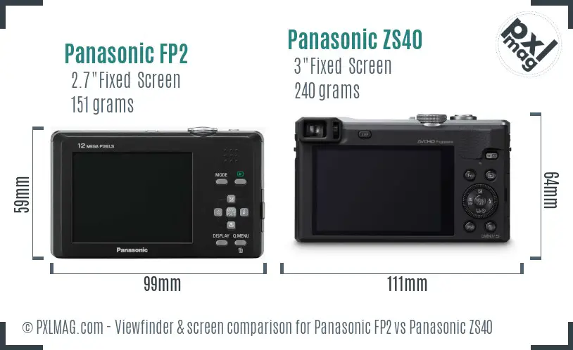 Panasonic FP2 vs Panasonic ZS40 Screen and Viewfinder comparison