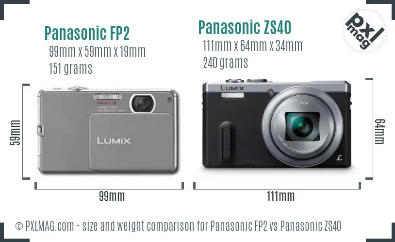 Panasonic FP2 vs Panasonic ZS40 size comparison