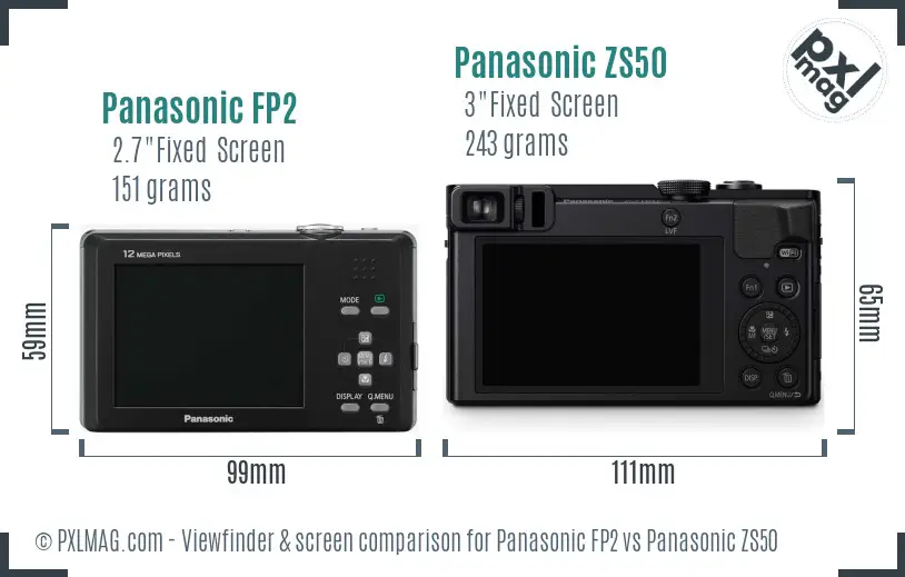 Panasonic FP2 vs Panasonic ZS50 Screen and Viewfinder comparison