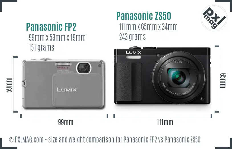 Panasonic FP2 vs Panasonic ZS50 size comparison