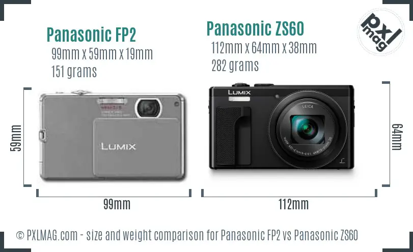 Panasonic FP2 vs Panasonic ZS60 size comparison
