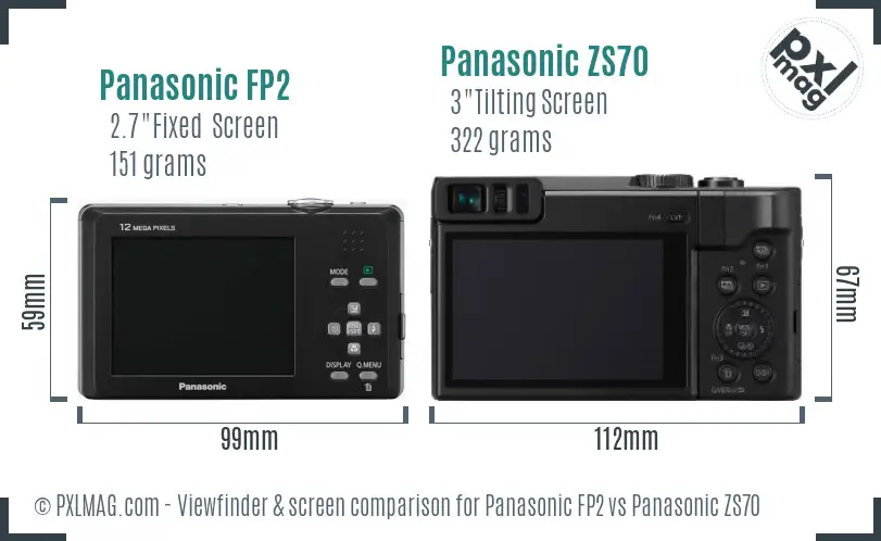 Panasonic FP2 vs Panasonic ZS70 Screen and Viewfinder comparison