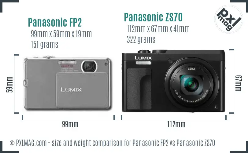Panasonic FP2 vs Panasonic ZS70 size comparison