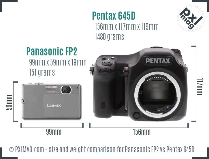 Panasonic FP2 vs Pentax 645D size comparison