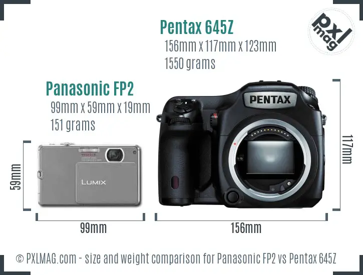 Panasonic FP2 vs Pentax 645Z size comparison