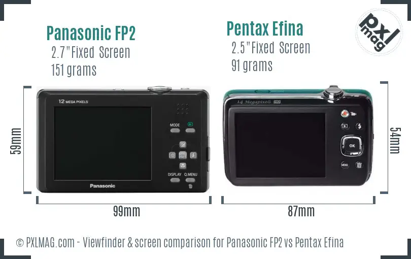 Panasonic FP2 vs Pentax Efina Screen and Viewfinder comparison